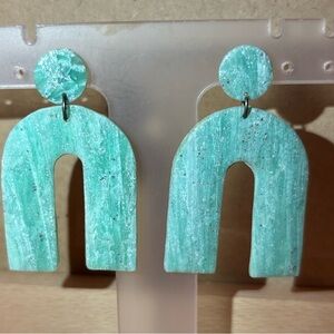 Turquoise Clay Arch Earrings - light weight